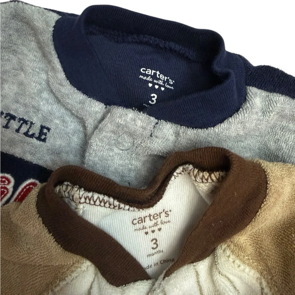 Carter's All Star and Baseball Footies - Navy, Gray, Brown